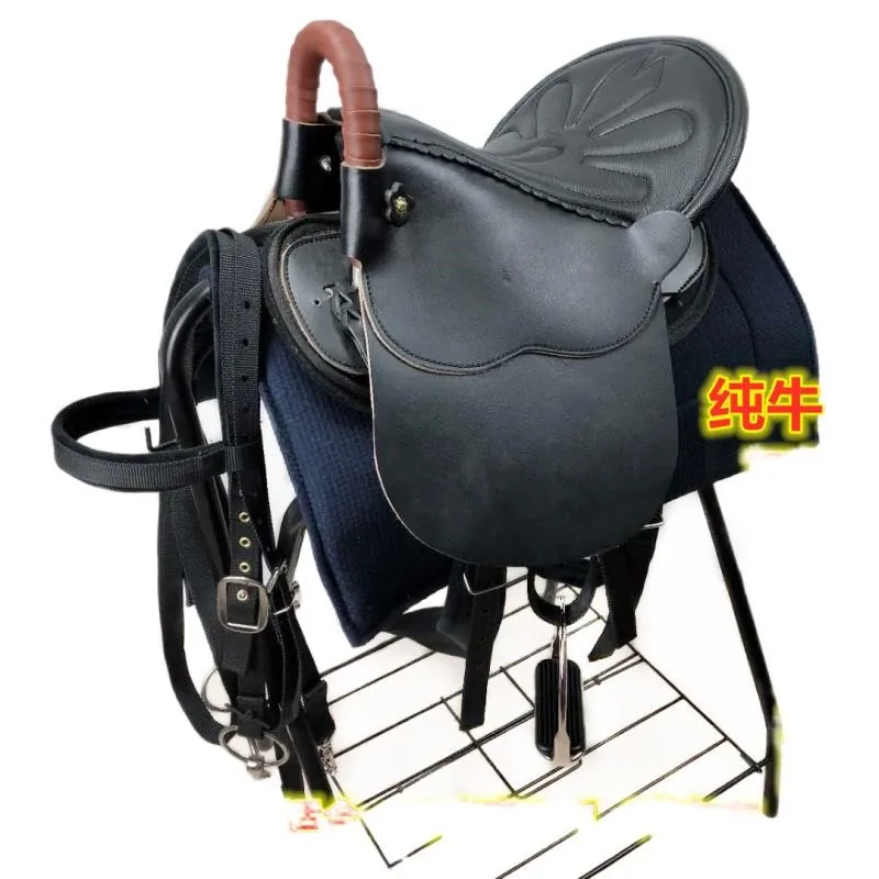 Pony Horse Riding Equipment Full Set Of Saddle Accessories Cow Leather New Big Horse Tourist Saddle