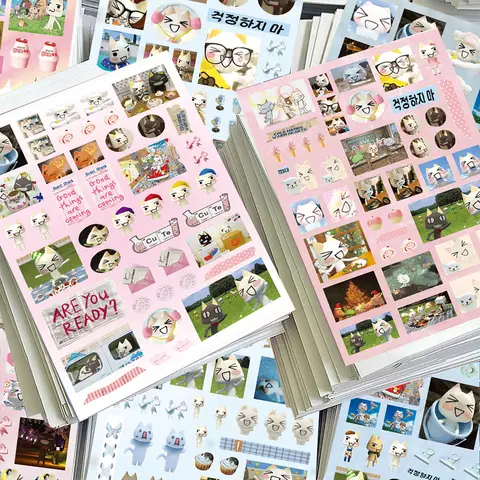 8PCS Cartoon Doro Cat Cute Stickers Inoue Toro Sticker Luggage Suitcase Skateboard Phone Hand Account Graffiti Decals Gift Toy