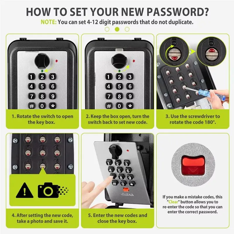 Waterproof Lock Box 12-Digit Combination Lock Large Safe Security Lockbo Outdoor Use