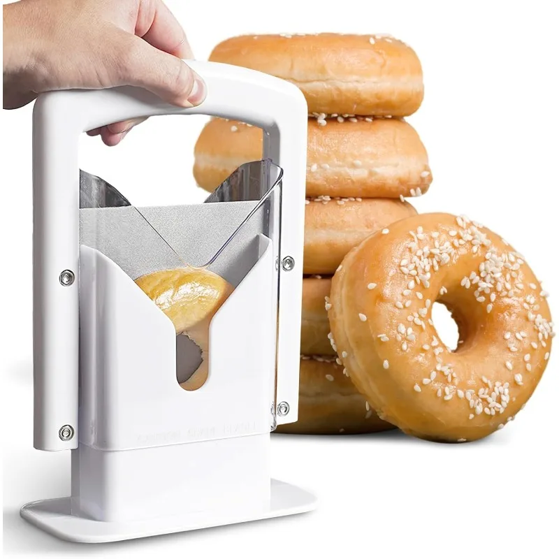 

Bagel Guillotine Slicer-9-Inch Stainless Steel Blade Slicer - Safe and Efficient Easy Bagel Cutter for Muffins, Rolls, Buns