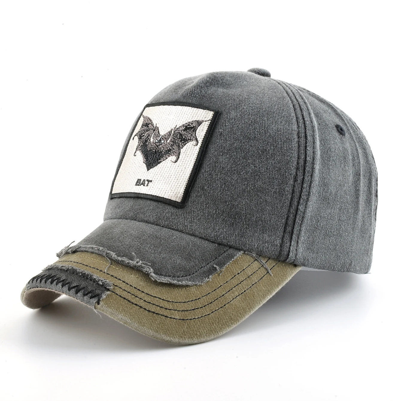 Vintage Denim Baseball Cap With Embroidery Bat Patch Men Snapback Hip Hop Dad Hats Women Four Seasons Adjustable Visor Cap