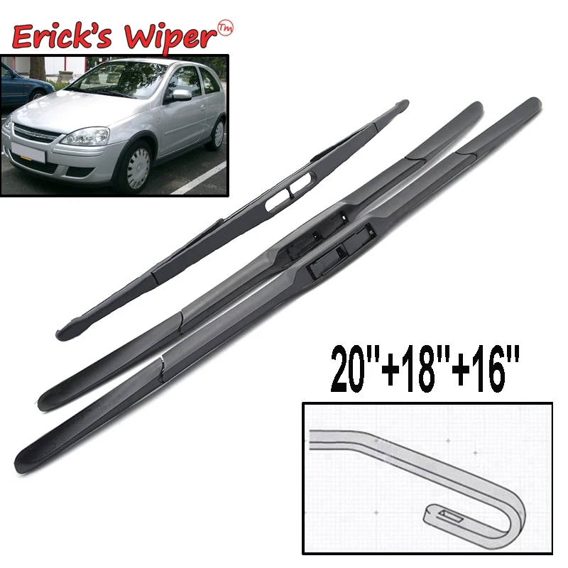 

Erick's Wiper Front & Rear Wiper Blades Set For Opel Corsa C Hatchback 2000 - 2006 Windshield Windscreen Window 20"+18"+16"