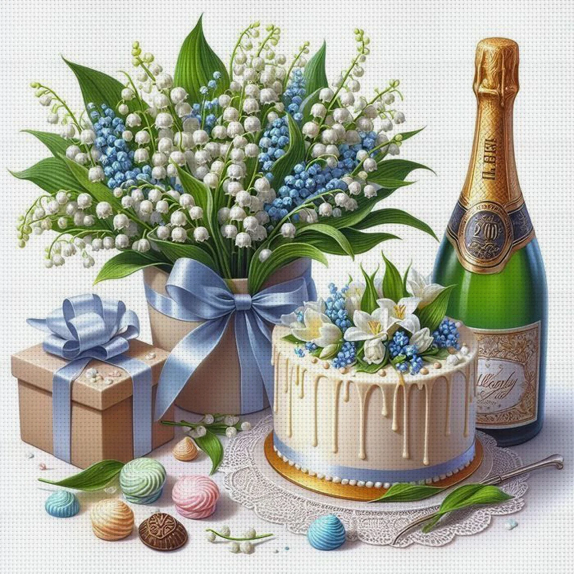 Flower Feast Cross Stitch Kit DIY 11CT Embroidery Home Wall Decor Gift Handmade Material Frameless Semi-Finished 36×36cm
