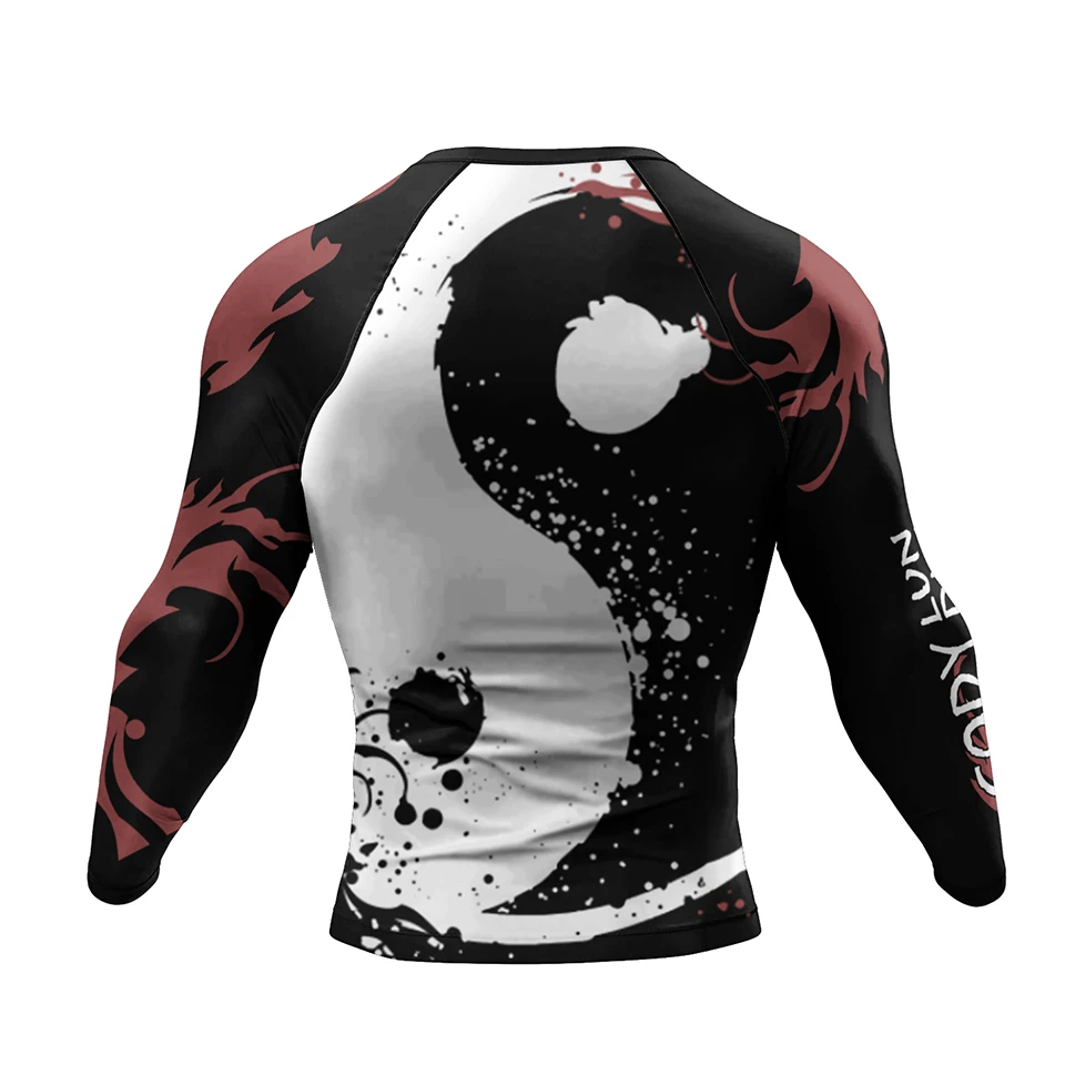 MMA BJJ Rashguard t-shirty + zestaw spodni Jiu Jitsu Rash Guard dres koszulki bokserskie Muay Thai kompresyjne męskie ubrania do kickboxingu