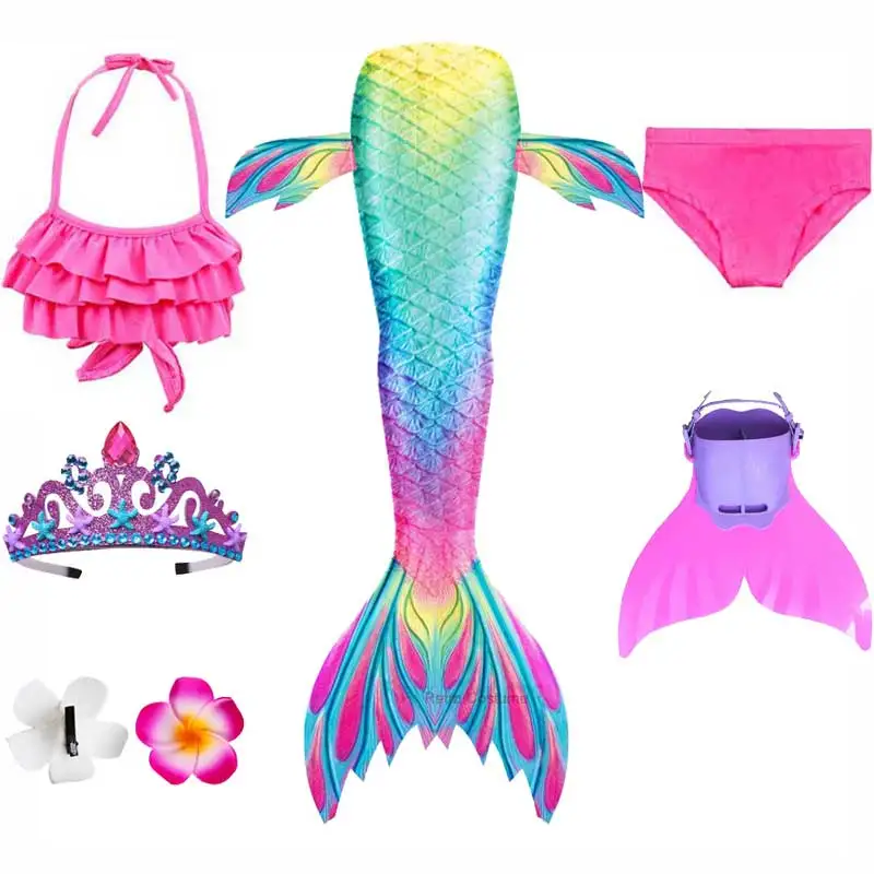 

Swimming Mermaid Tail For Girls Princess Little Mermaid Swim Dress With Bikini Cosplay Costume Can Add Monofin