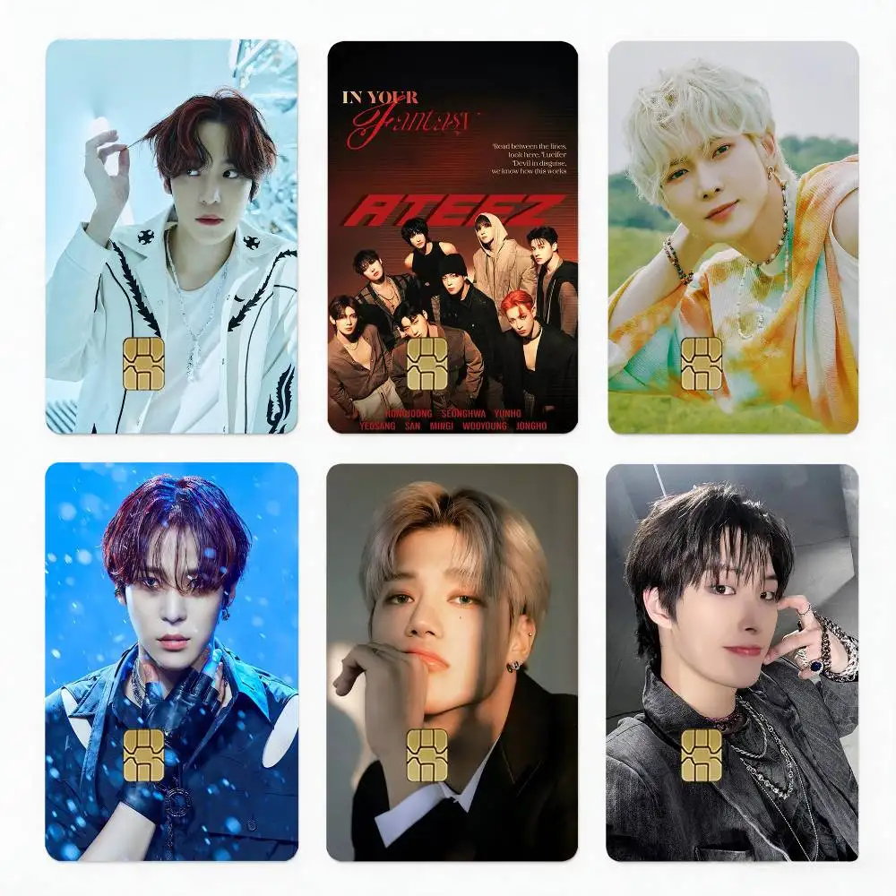 ATEEZ kim Hongjoong san 4pcs 1Set Card Stickers Small Waterproof Chip 4PCS Card Sticker Anti-Scratch