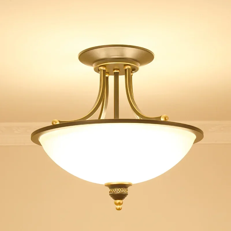 Nordic Simple Iron Semi Hanging Ceiling Lamp American Rural Retro Light For Living Room Dining Bedroom Home Decor Lighting Fix