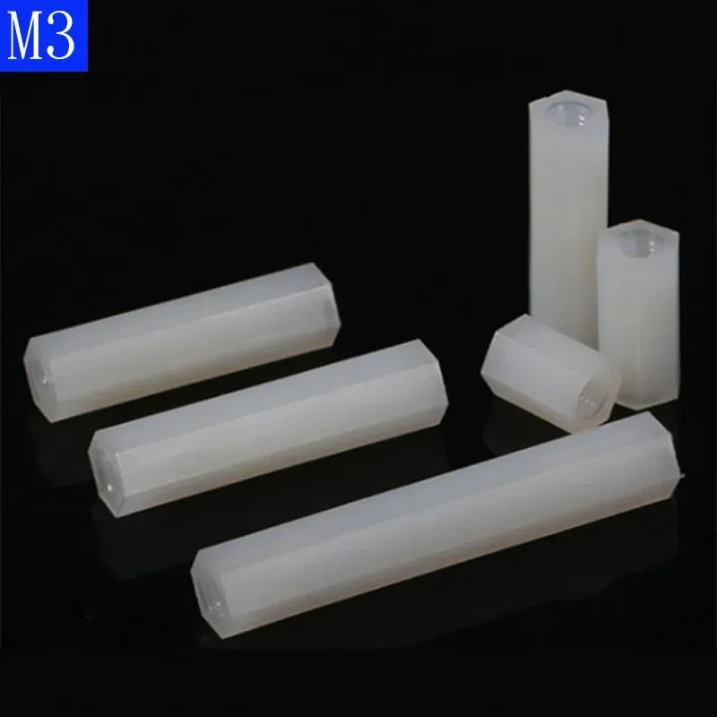 M3 White Nylon Hex PCB Motherboard Spacer Standoff Pillar Female-Female Screws NYLON66 bolts