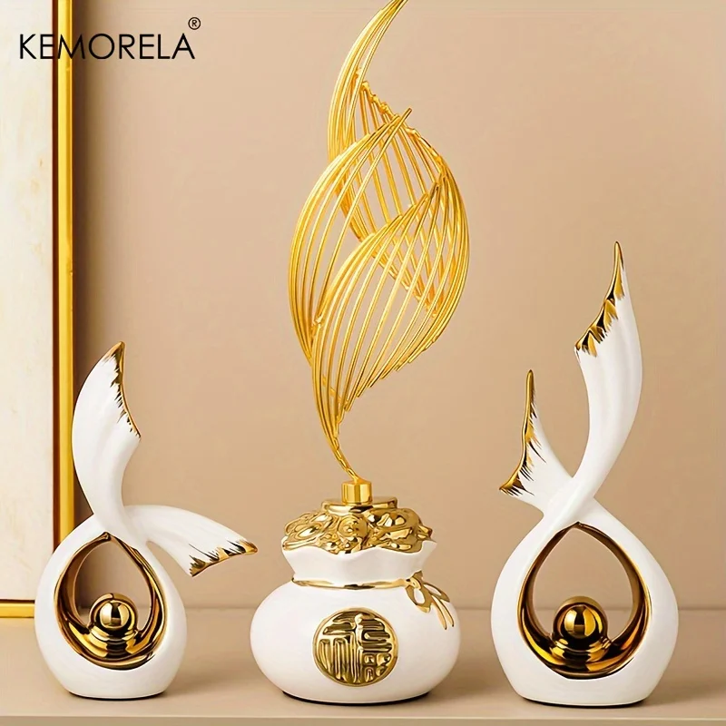 

KEMORELA 1/2PCS Home Decoration Luxury Statues Simple Style Holiday Decorations TV Cabinet Wine Cabinet Office Desk Accessories