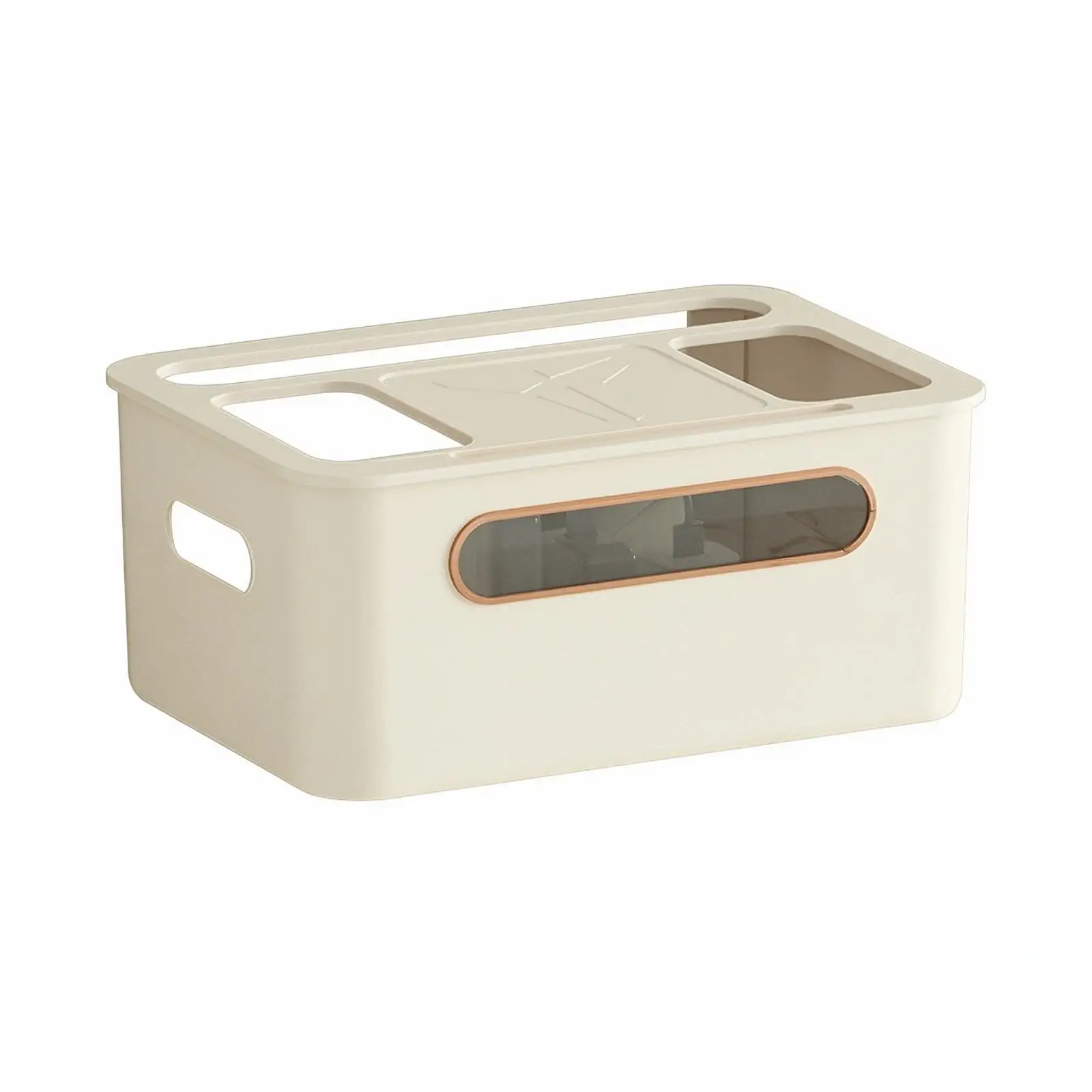 Versatile Electronic Organizer Box for Router and Modem with Flip Lid and Ventilation for Heat Dissipation