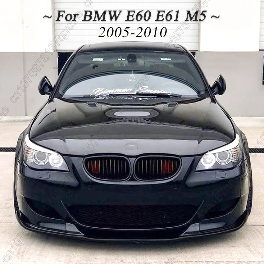 3PCS Front Bumper Lip Splitter For BMW 5 Series E60 E61 M5 2005-2010 Spoiler Splitter Bumper Canard Lip Protector Cover Kits