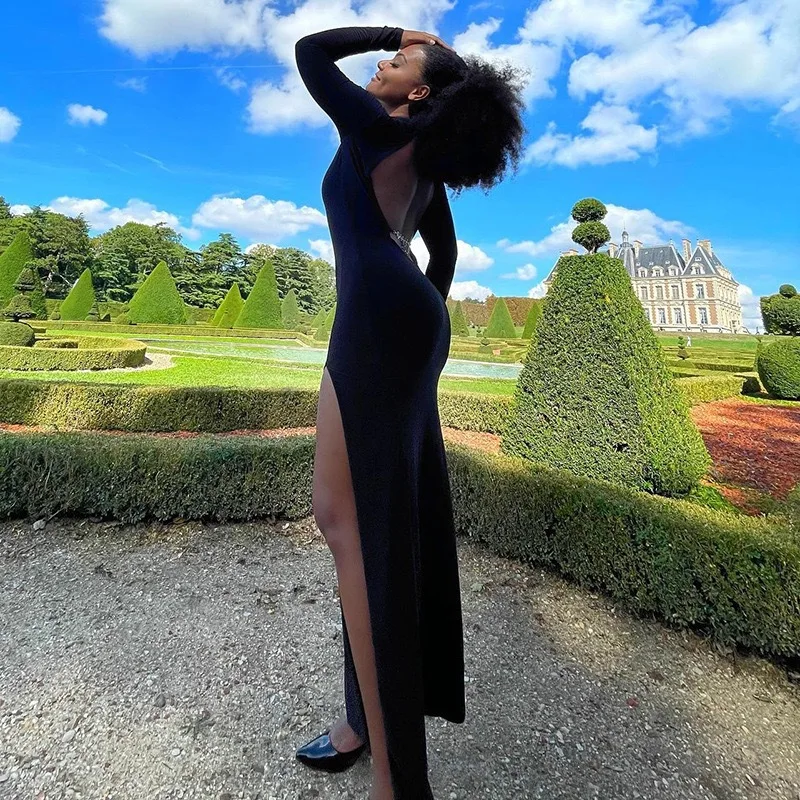 Vestidos Vestido para mujer Vestido rojo niña otoño Modal ahumado acanalado abotonado manga larga minimalista Grunge moderno elegante tierno