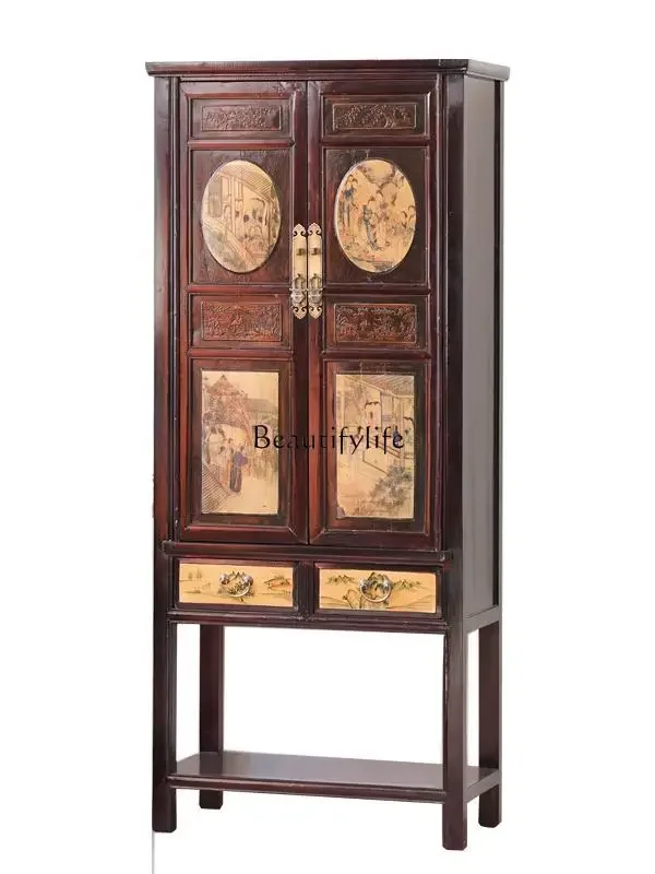 LJYMing and Qing bookcases new Chinese antique classic painted vertical cabinets old retro furniture