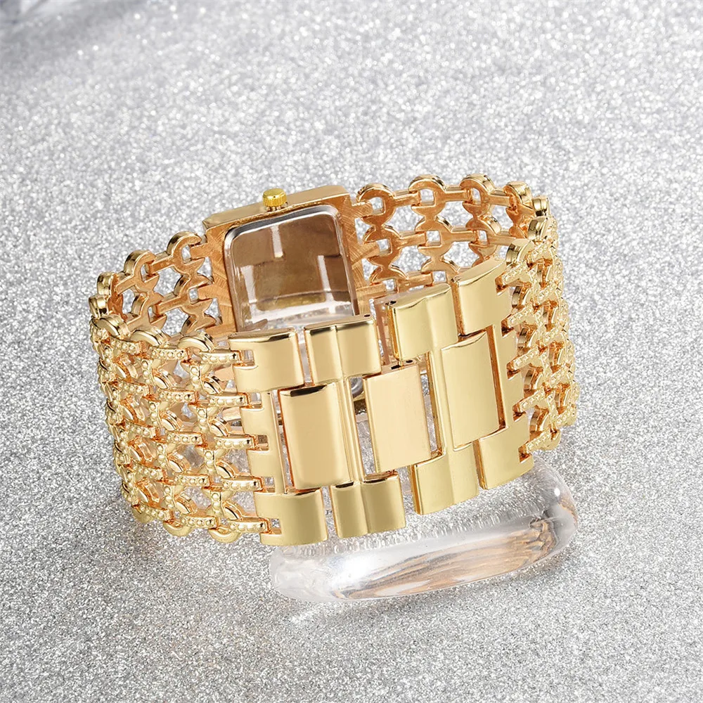 UTHAI Ladies' Watch Square Diamond Set Quartz Watch Fashion Casual Gold Stainless Steel Wristband Women's Watch image 6