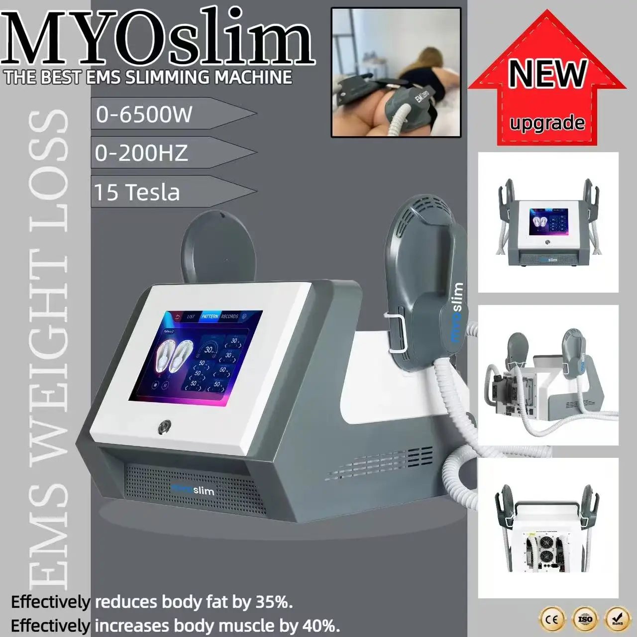 Myoslim RF HIEMT Body Sculpting Machine Electrical Muscle Stimulator Fat Burner Weight Loss Butt Lifter Shaper Body Care