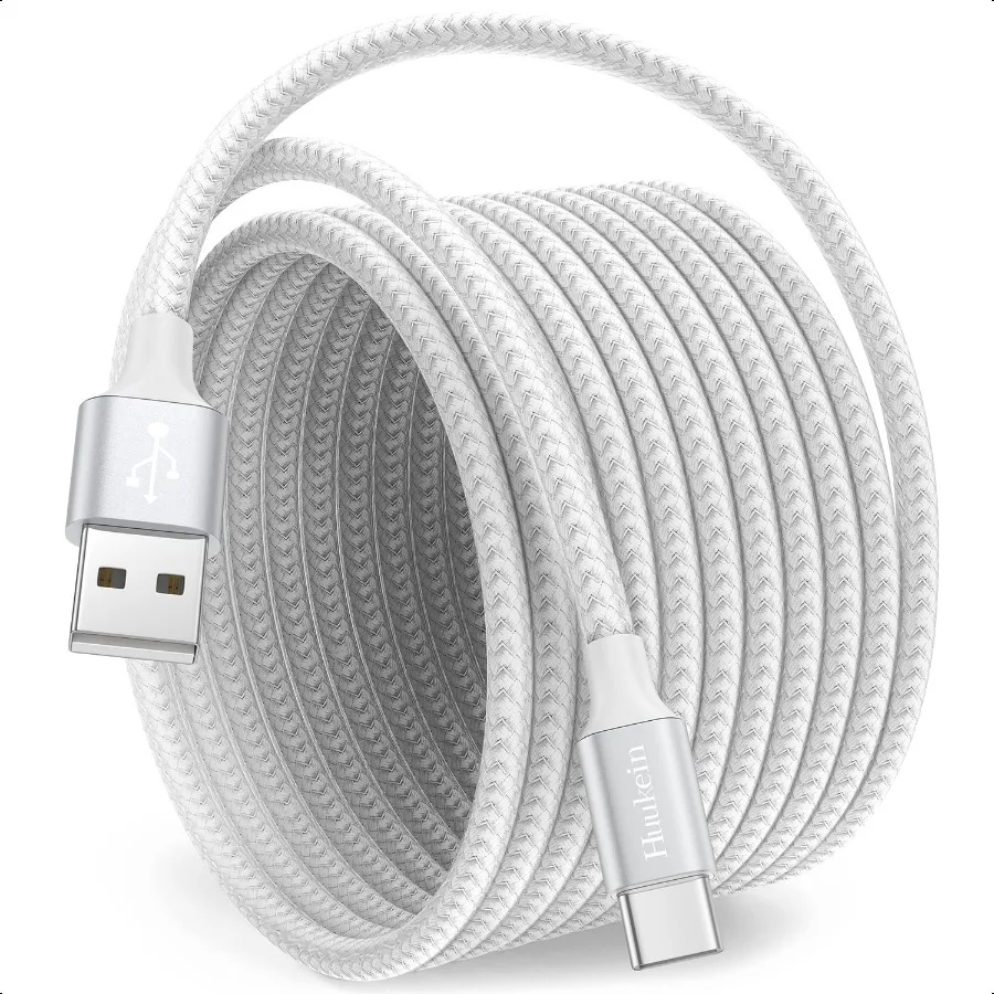 

White USB C Cable 10 ft Long USB A to USB C Cable Fast Charging USBC Charger Cord Braided Compatible with iPhone 16 15 Pro Max