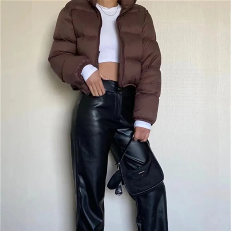

Winter Streetwear Short Cotton Padded Jackets Down Coat Women Warm Vintage Casual Parkas Quilted Overcoat Female Loose Solid