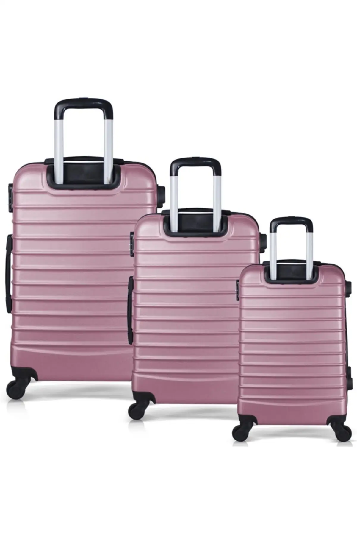 Unisex  Classic Abs 3-Piece Suitcase Set Rose Gold