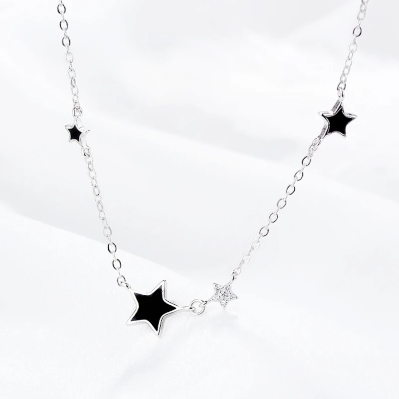 Sole Memory Simple Star Zircon Pentagram 925 Sterling Silver Clavicle Chain Necklace For Women Fine Jewelry Party Gift NE385