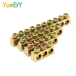1 PCS Multi Specification Brass Ground Strip 5/6/7/8/9/10/12/15/20 Hole Brass Rod Grounding Terminal Ground Bar Terminal Strip