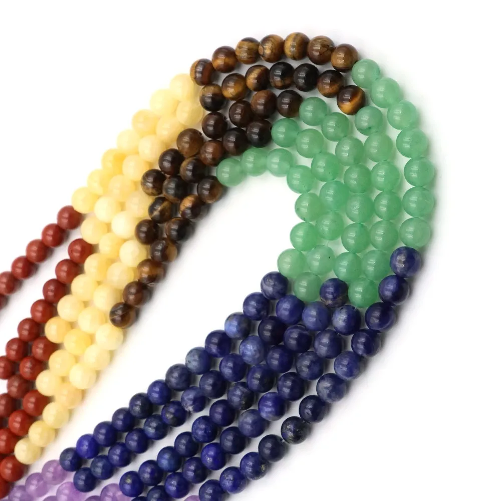 Natural 7 Chakra Crystal Beads Amethysts Round Beads Diy Bracelets Necklaces Pendants for Jewelry Making Accessories 4 6 8 10MM