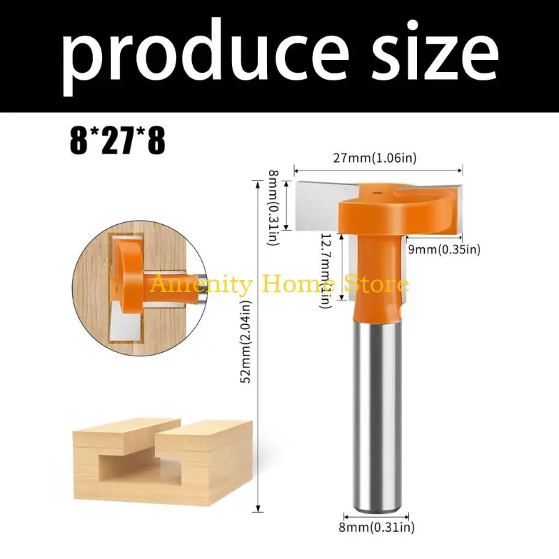 F26C T Track Slotting Router Bit Router Bit 8mm Schank metalen frezen Cutter voor houtgraving Tool T Slot Cutter Accessoires