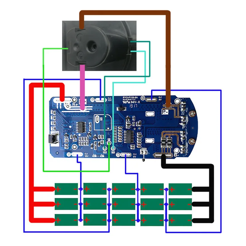 15*18650 Battery Plastic Case Charging Protection Circuit Board PCB for RYOBI 18V 9Ah P103 P108 BPL-1815/1820G/18151/1820 ONE+