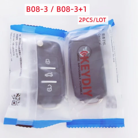 2 Шт. Универсальных Автомобильных Ключей-пультов KEYDIY KDB08-3 B08 С 3/4 Кнопками, Серия B, Совместимые С KD-X2, KD Mini