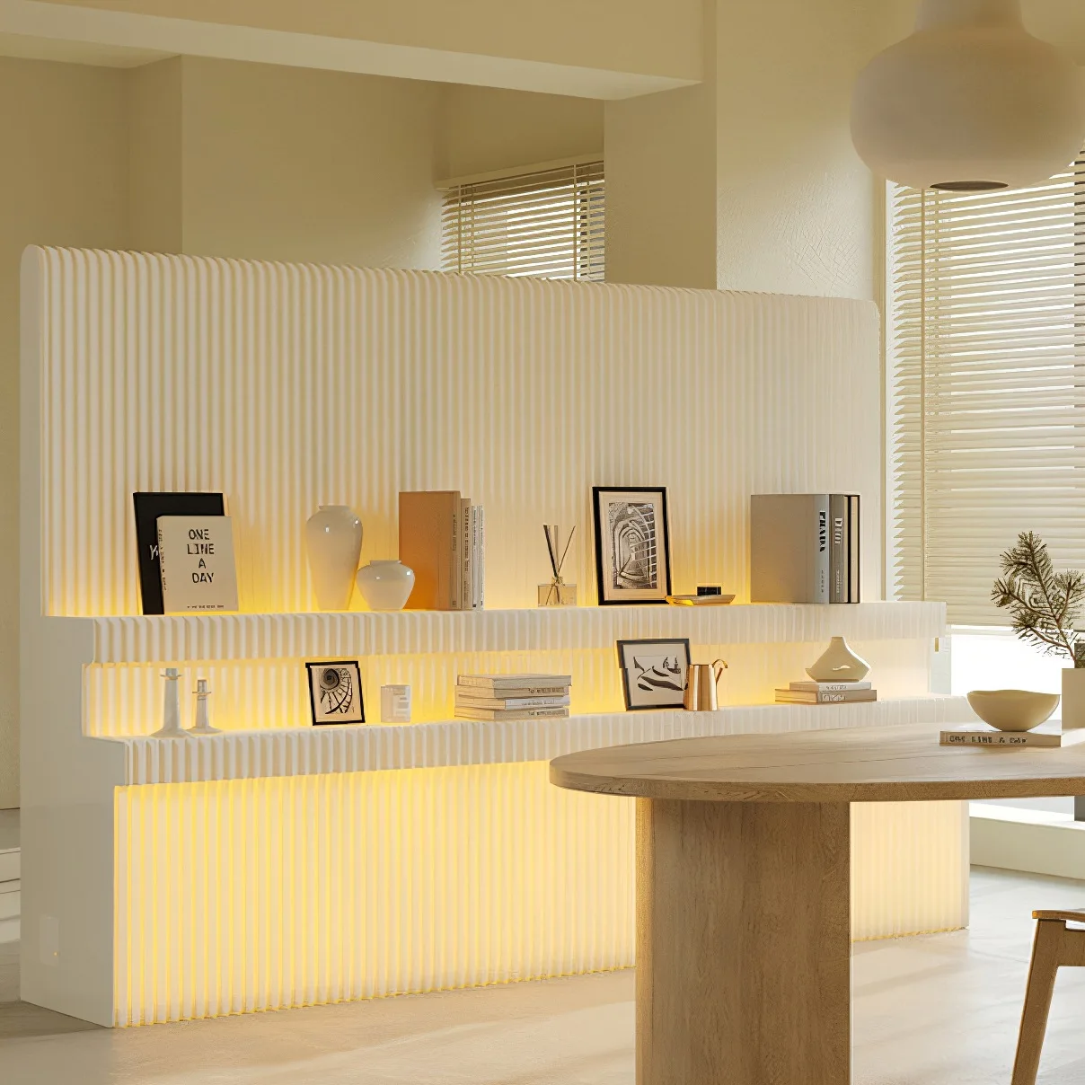 Paper Screen Folding Rack Baffle Commercial Office Luminous Paper Wall Curved Partition Book Brand Wall Light Object