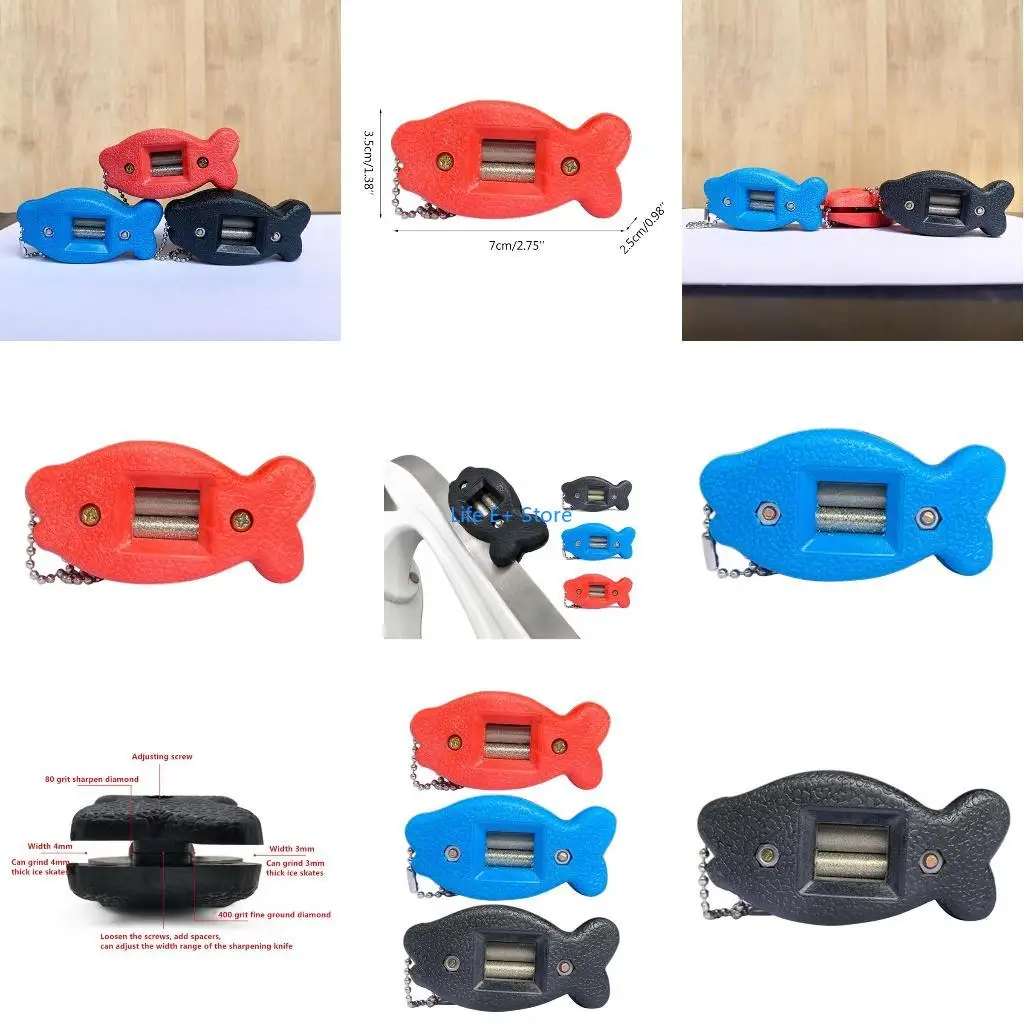 

Двусторонняя точилка для коньков с алмазным песчаником, портативная подвесная точилка для лезвий для хоккейной обуви, аксессуары для коньков