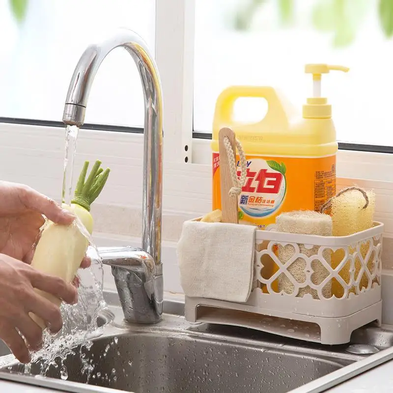 Sopnge Storage Basket Drain Holder Kitchen Bathroom Sundries Storage Box Dish Soap Cleaning Brush Towel Facial Cleanser Lotion