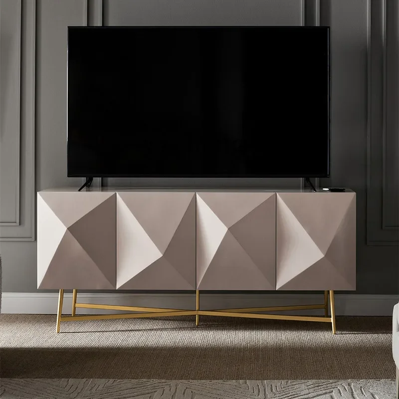 light luxury solid wood TV cabinet Nordic audio-visual cabinet Modern simple stainless steel high decorative cabinet