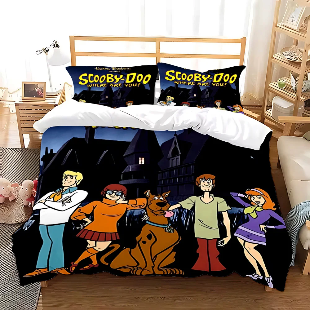 Duvet Cover Cartoon scooby-doo Pillowcase Bedding Set Adult Boy Girl Bedroom Decoration Children Gift Single Double Large Size