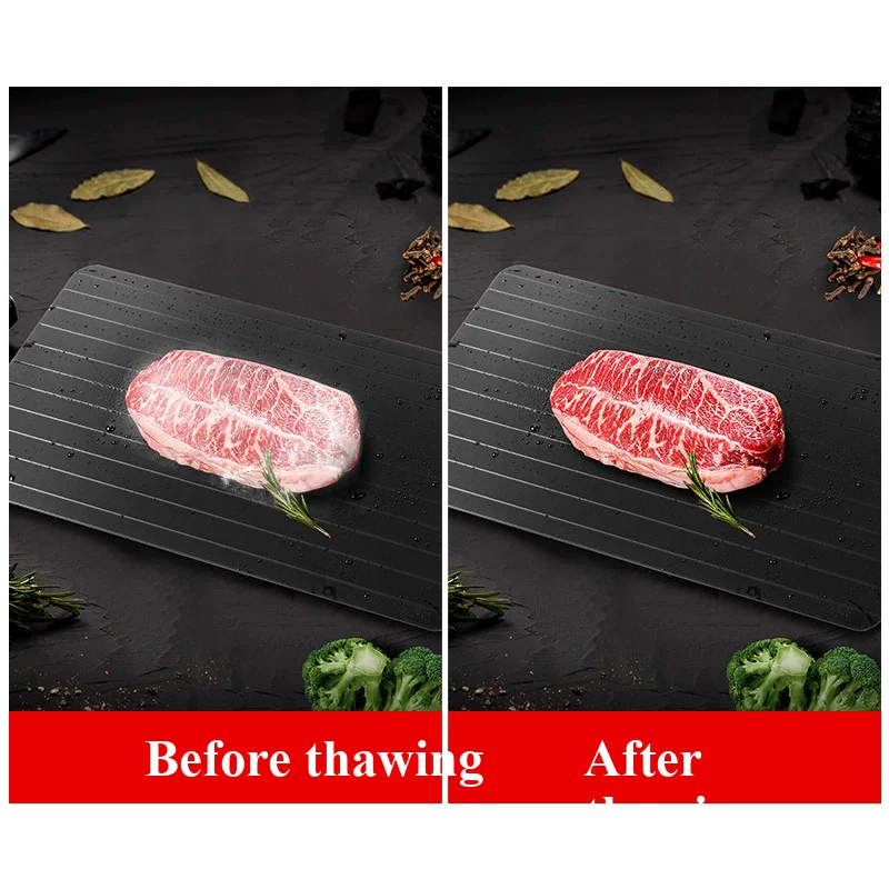 Faster Thawing Board - Aluminum Alloy Defrost Tray for Frozen Meat & Fish - Kitchen Ice Melting Plate