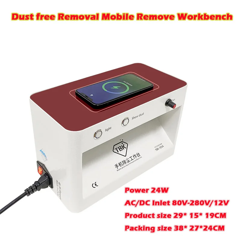 

Portable TBK 705A 24W Cleaning Room Dust Free Removal Mobile Phone Dust Remove Workbench LED Scratch Crack Detection Clean Bench