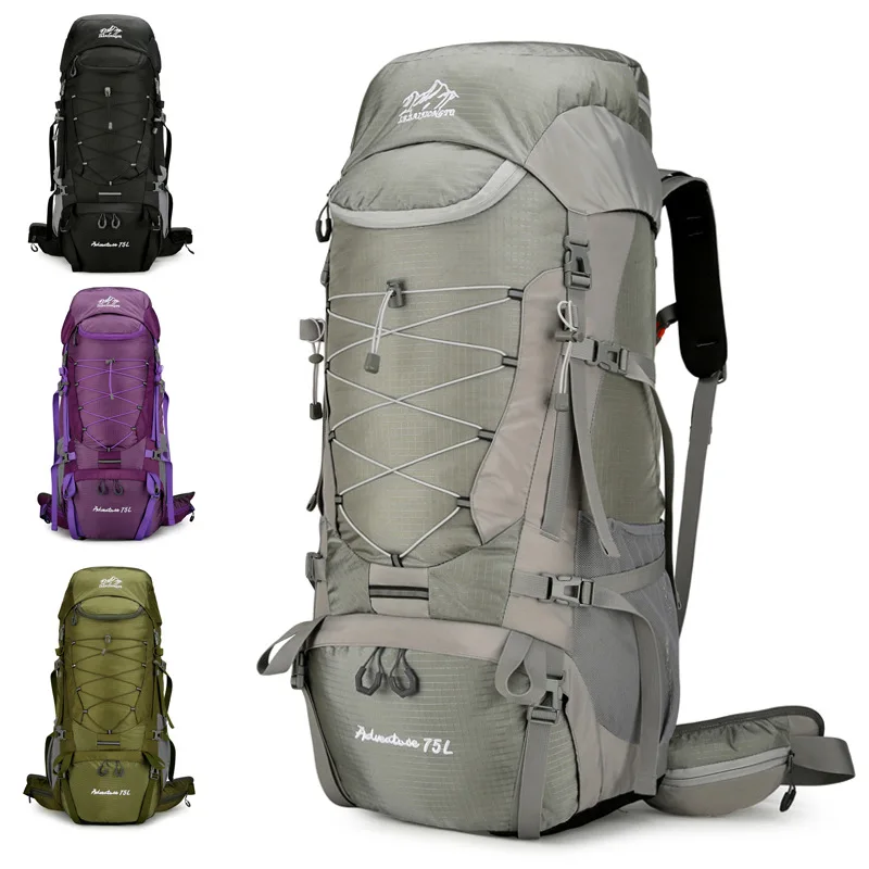 Cross-border outdoor hiking backpack 75 large suspended back plate removable water-proof fabric