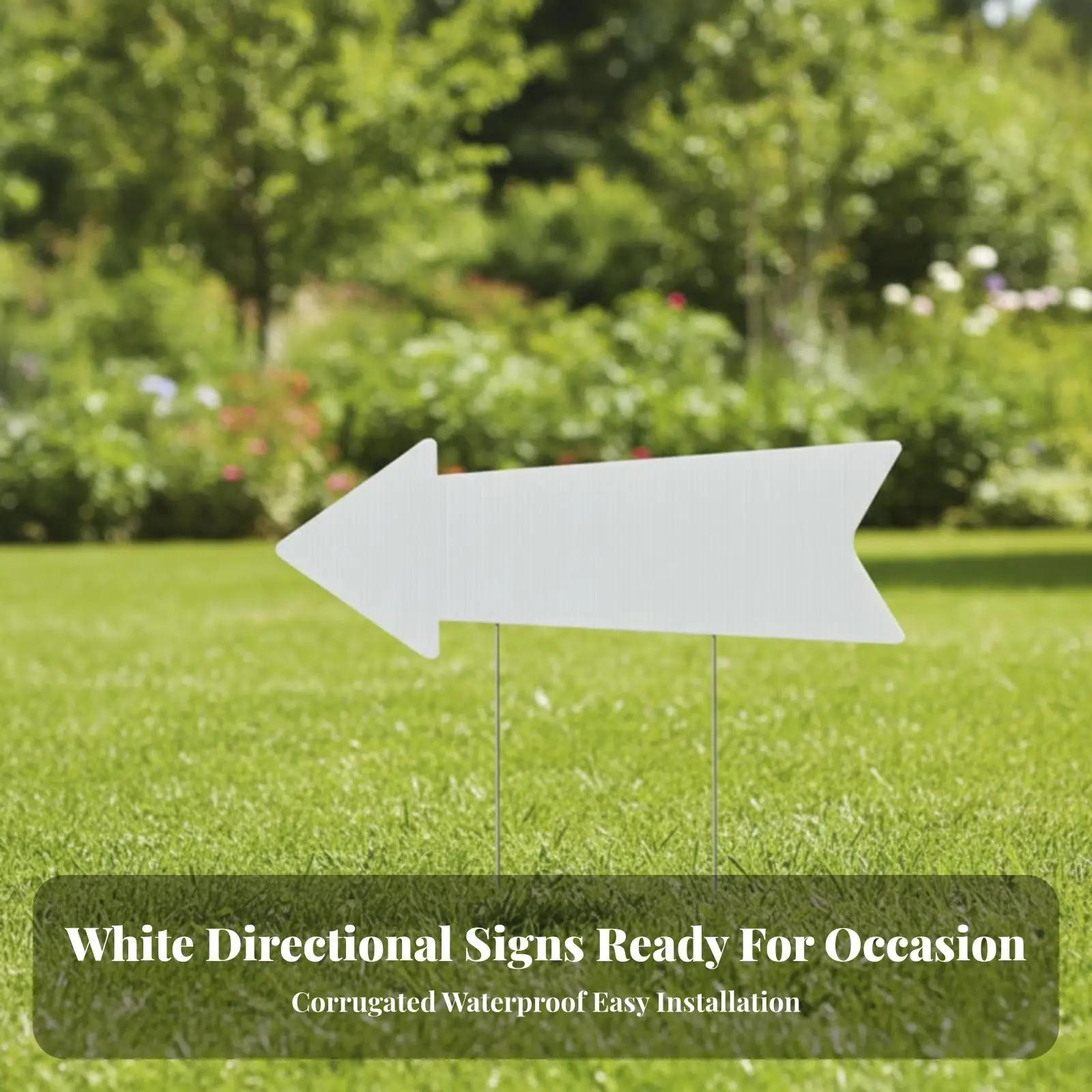 Corrugated Plastic Yard Sign Blank Arrow Shape Custom Garden Sign Waterproof Exterior Pointer for Wedding Parking Entrance