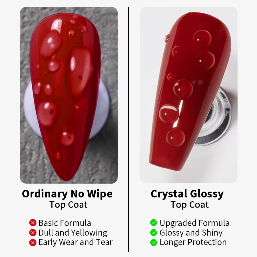 RS NAIL クリスタル トップコート 長持ち ソークオフ ノーワイプ UVジェル トップコート ポリッシュ不要 ベースジェル シャイニング クリア ハイグロス トップコート