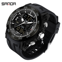 SANDA Men Digital Watch Military Sports Style Dual Display Watches Mens Waterproof Luminous Multifunction Wristwatch