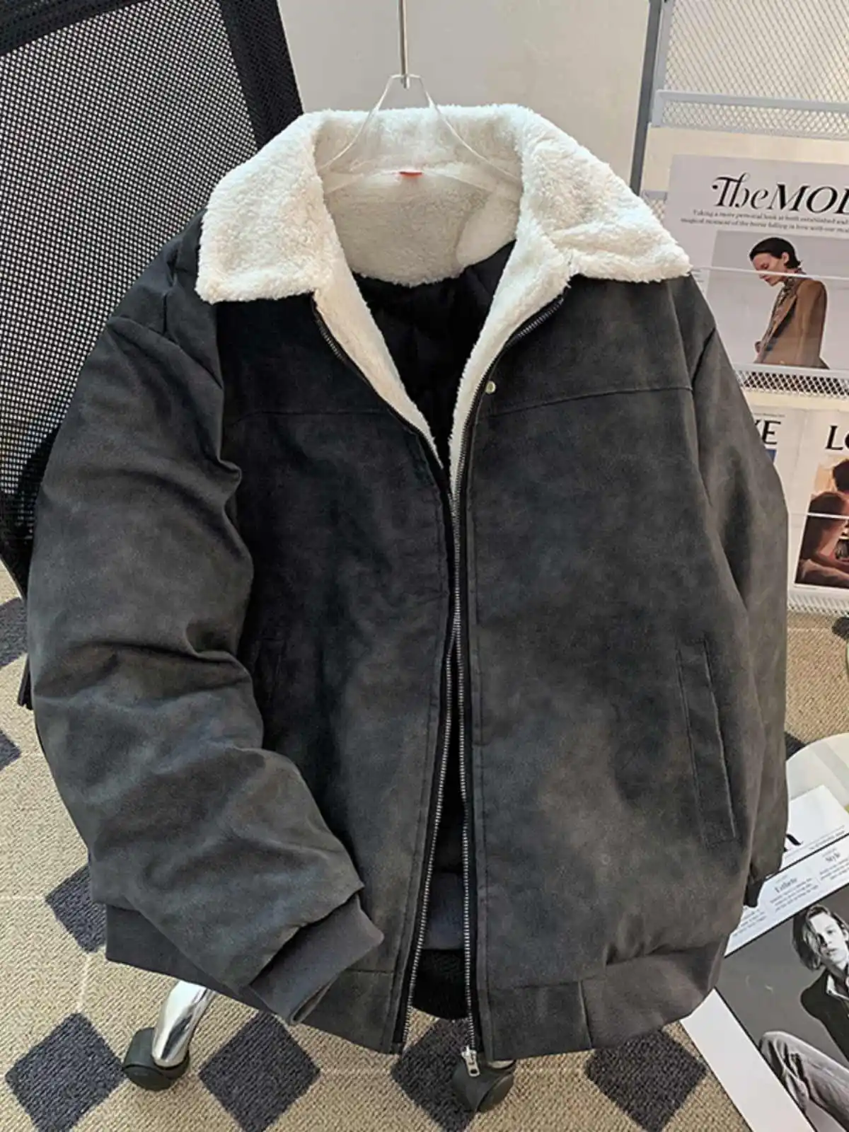 Vestes d'hiver en cuir de mouton marron pour femmes, Vintage années 2000, pardessus épais et chaud en daim d'agneau, manteaux courts de moto, vêtements