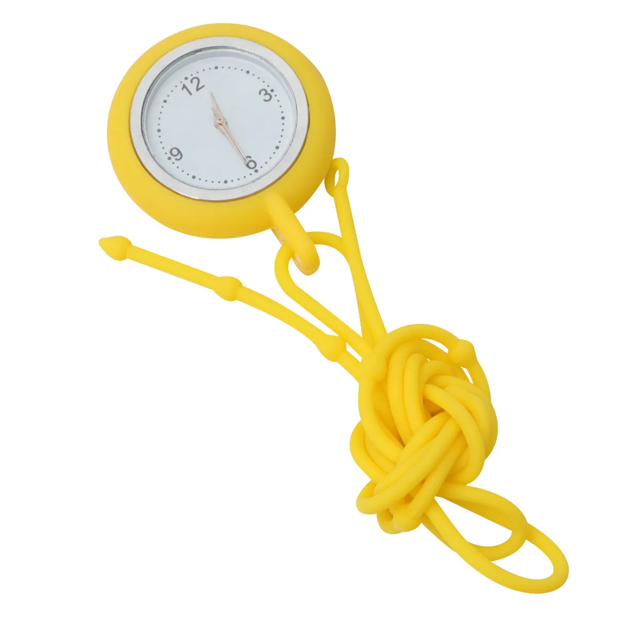 

1 шт. кварцевые подвесные часы для медсестер с силиконовым ремешком, маленькие круглые, прочные, легкие, с желтым циферблатом, практичные, случайный цвет.