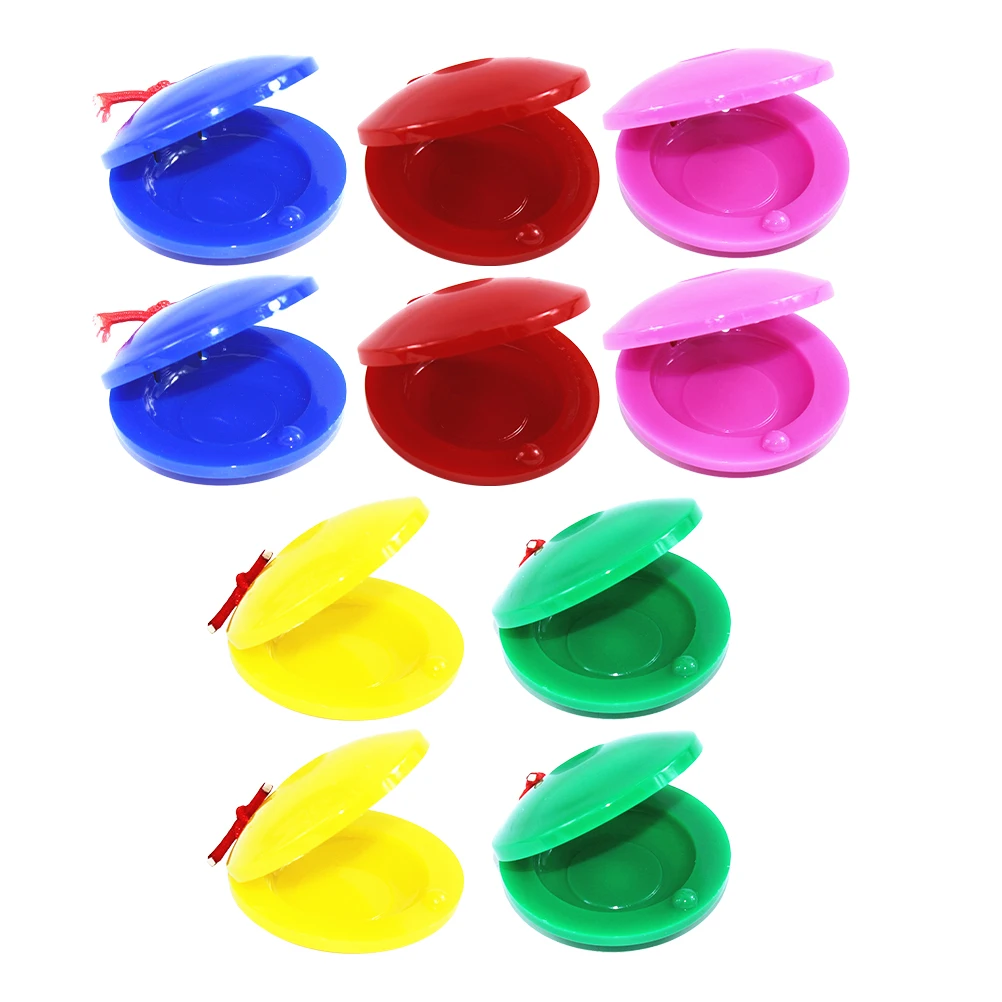 10 قطعة من البلاستيك Castanet آلة قرع موسيقية إيقاع اللعب الموسيقى التدريس المعونة التعليمية هدية