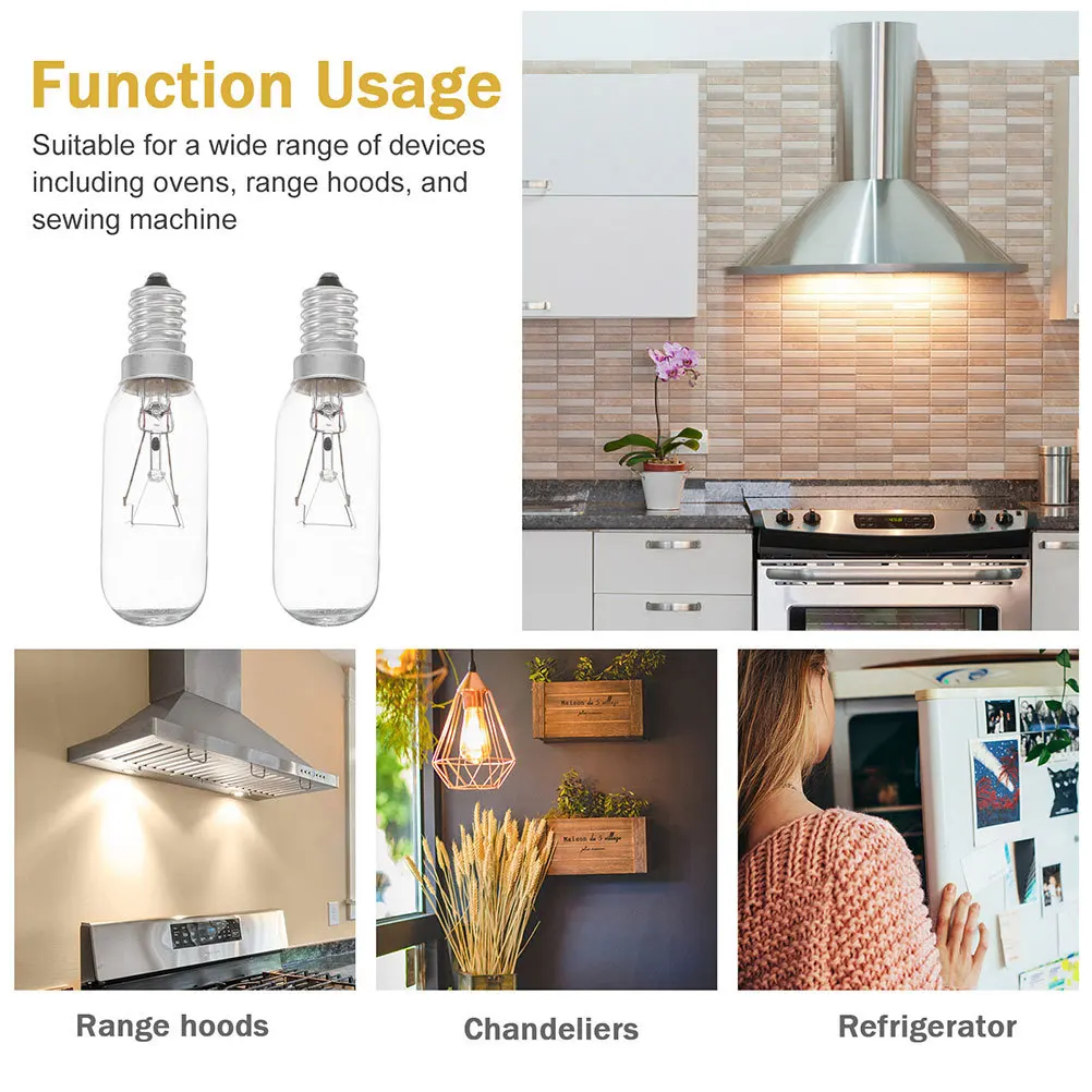 6Pcs Range Hood Light Bulbs 40W E14 Bright Stable Saving for Kitchen Vent Hood Sewing Machine Replacement