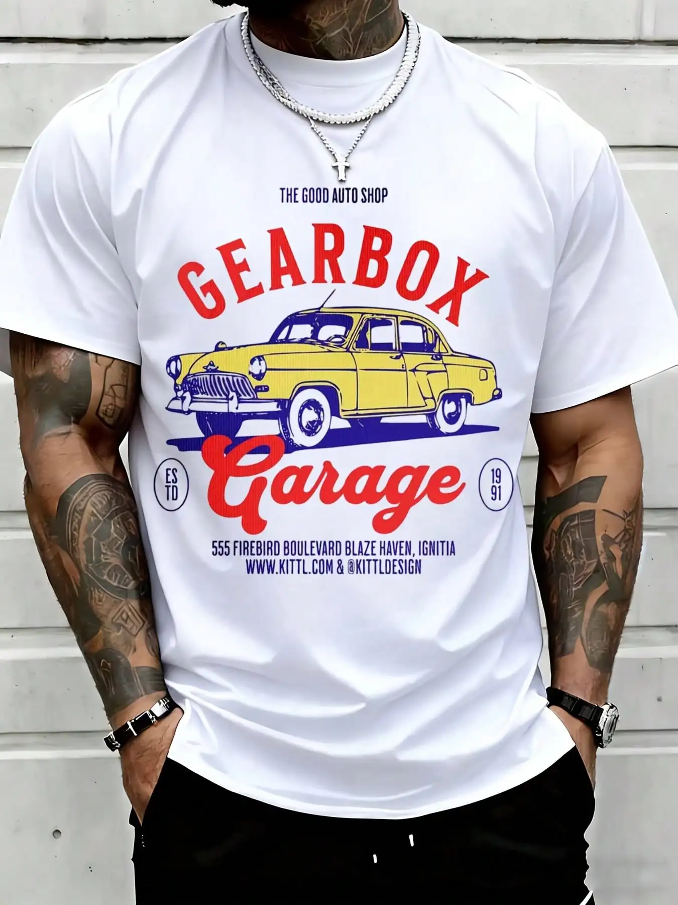 Gearbox Garage Vintage Car T Shirt The Good Auto Shop Retro Automobile Graphic Tee Suitable For Casual Sports Wear