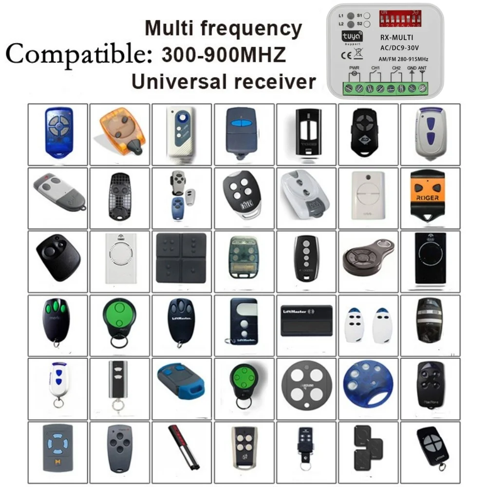 AC/DC 9-30V 85-250V Universal Tuya WiFi Garagentor Empfänger RX-Multi 280-915MHz Tor Schalter für Smart Life Alexa Google Home