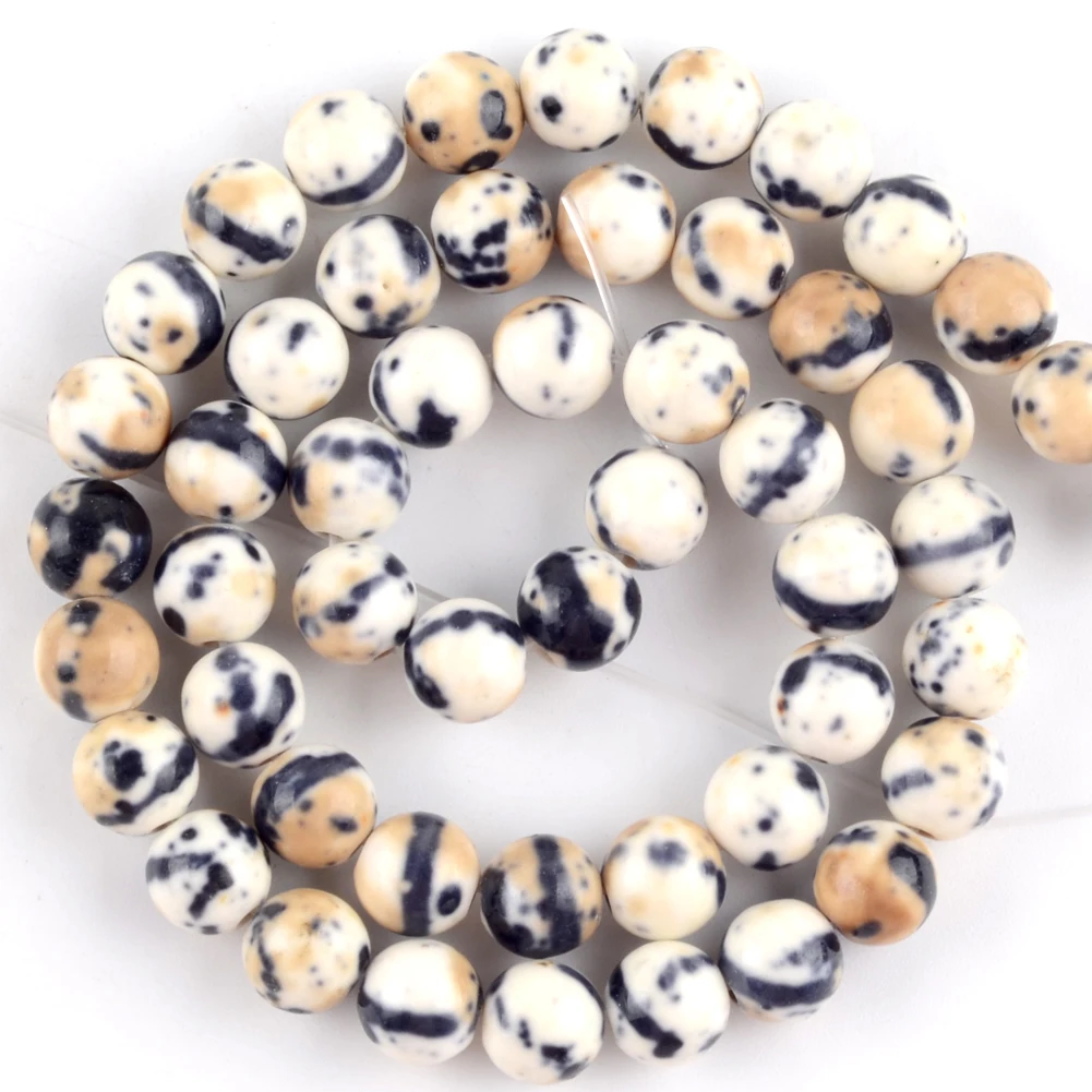 Natural Stone Snythesis Black White Turquoises Beads For Jewelry Making Round Loose Beads Diy Accessories Bracelet 4-12mm 15''