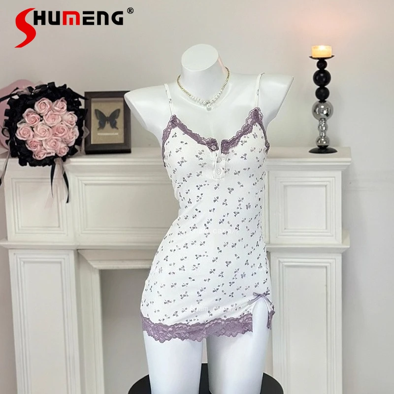 

Удобная одежда для сна для девочек, облегающая ночная рубашка с цветочным принтом Pure Desire, женские утягивающие сексуальные кружевные пижамы с нагрудником