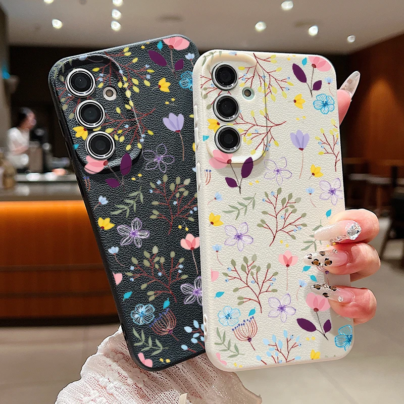 Florale Blumenhülle für Samsung Galaxy A56 A17 A16 A36 A55 A15 A54 5G S24 FE S25 Edge S24 S23 S22 Ultra S21 Plus TPU Handyhülle