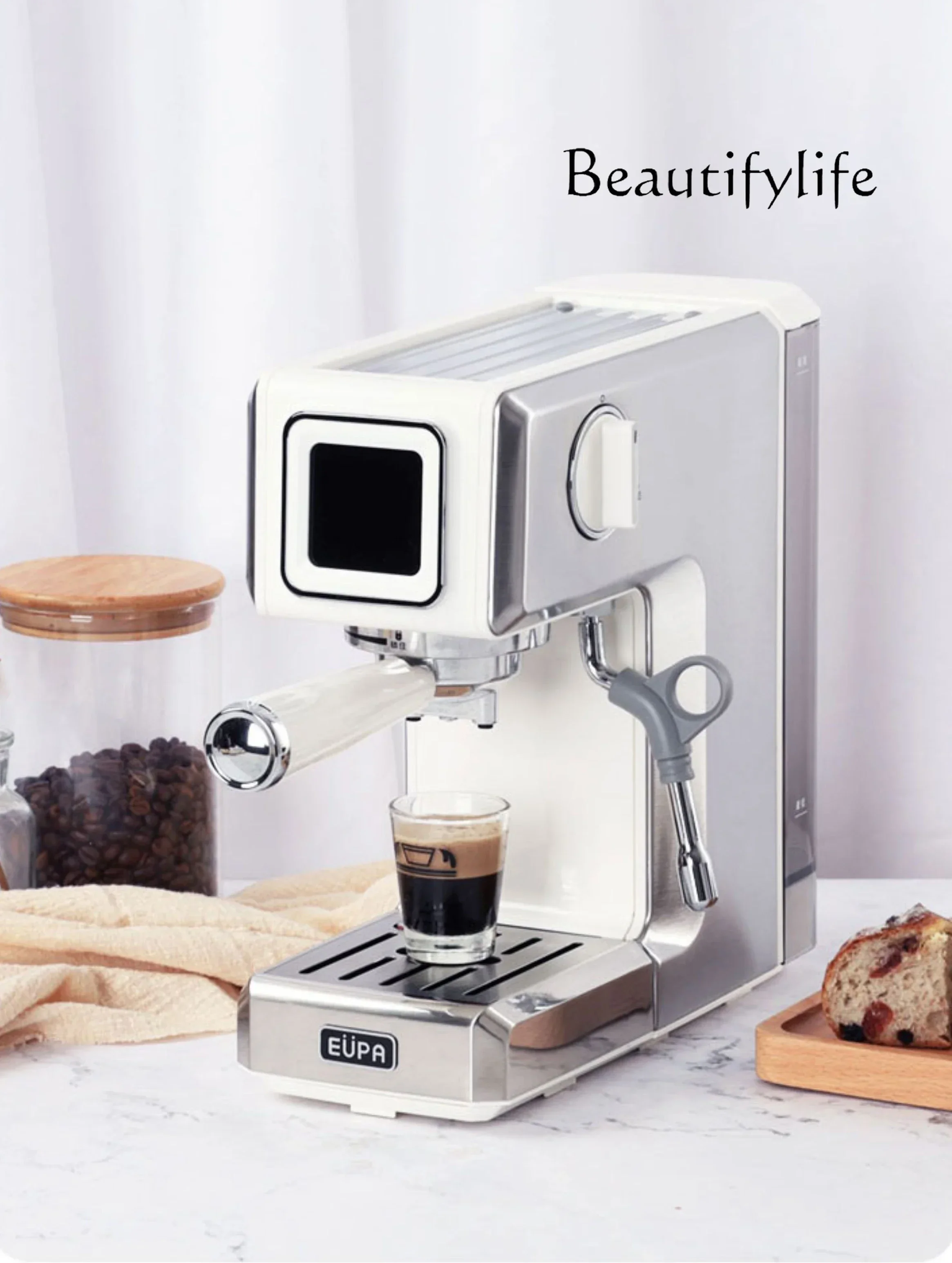 Small Household Semi-automatic American Espresso Coffee Machine Steam Frothed Milk