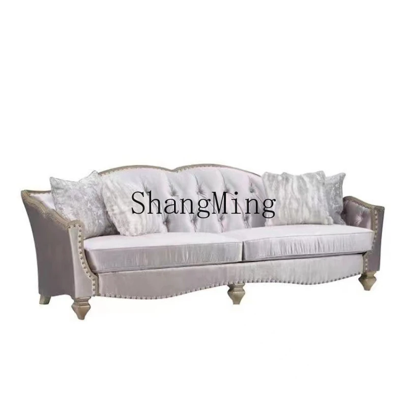 

ZYY light luxury retro sofa coffee table TV cabinet combination solid wood marble sofa combination